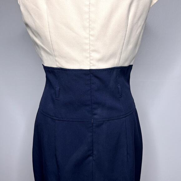Calvin Klein Sheath Dress Size 6 Color Block Stretch Asymmetrical Neckline - Picture 7 of 12